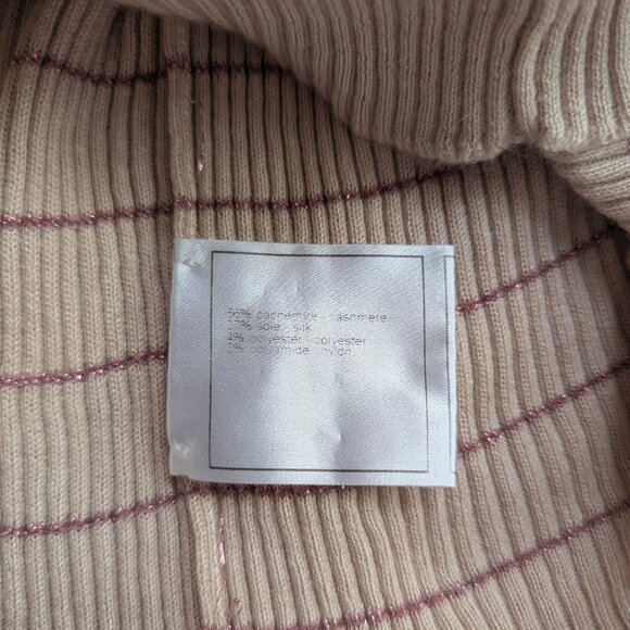 Chanel Vintage Light Pink Glitter Cashmere Blend Sweater 03A 2003 FR44 S M 6 8 - Picture 10 of 16